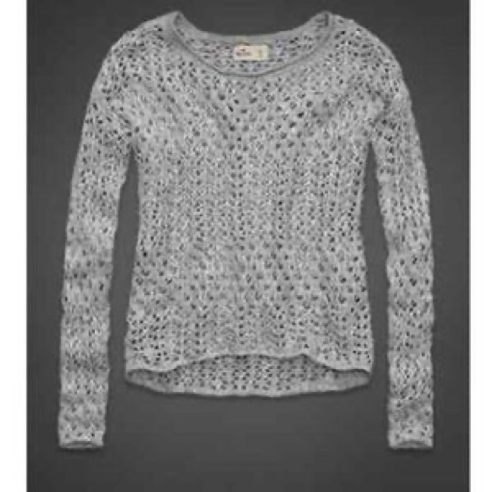 Hollister Grey Open Knit Cotton Beach Sweater